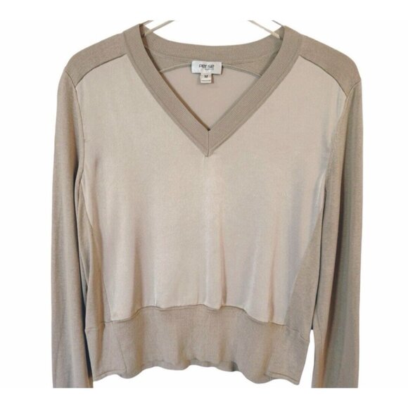 PER SE Taupe Sweater with Satin Like Front - Picture 5 of 7